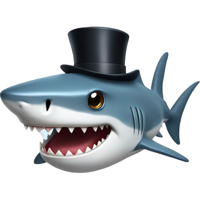 Shark with a top hat emoji