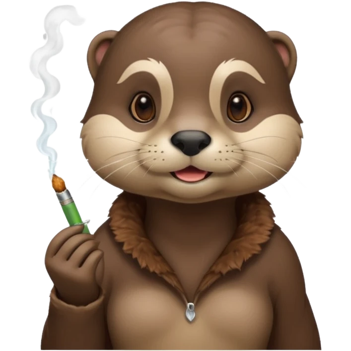 Cute female Otter smoking a while cannabis joint emoji