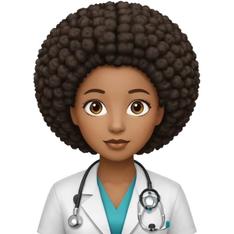 single black female doctor with afro hairstyle emoji