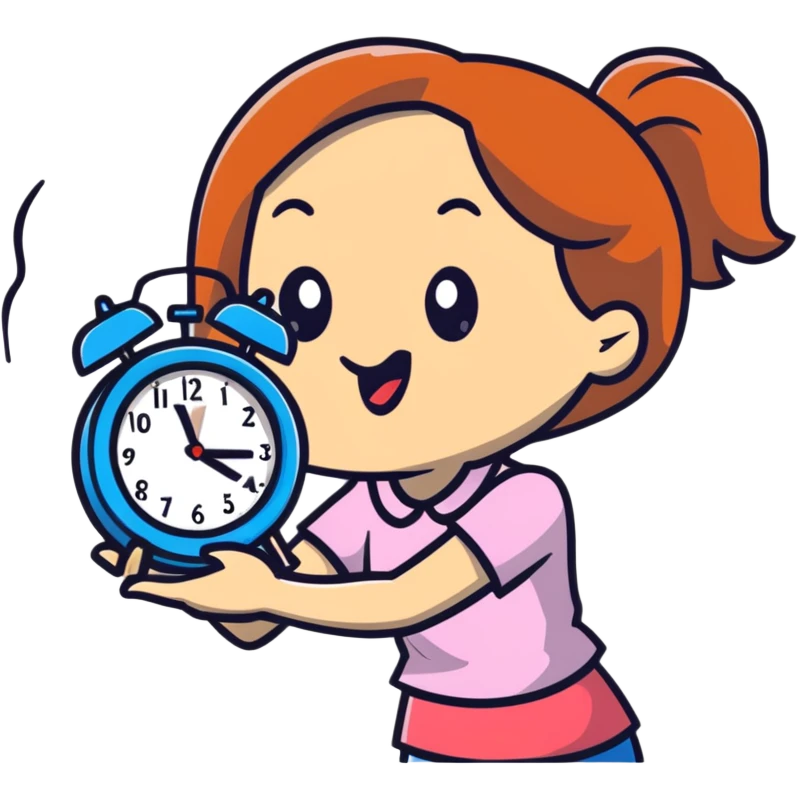 Girl with a clock in her hand and her tongue out emoji