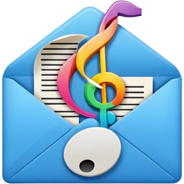 Mail with music note stamp emoji