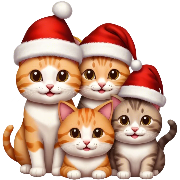 three happy christmas cats emoji