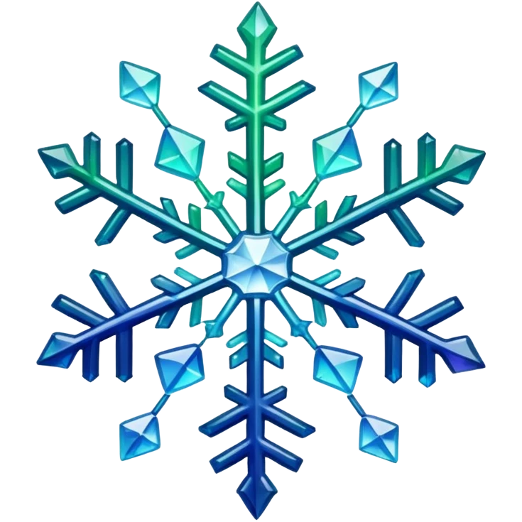 Gradient iridescent green blue indigo snowflake  emoji