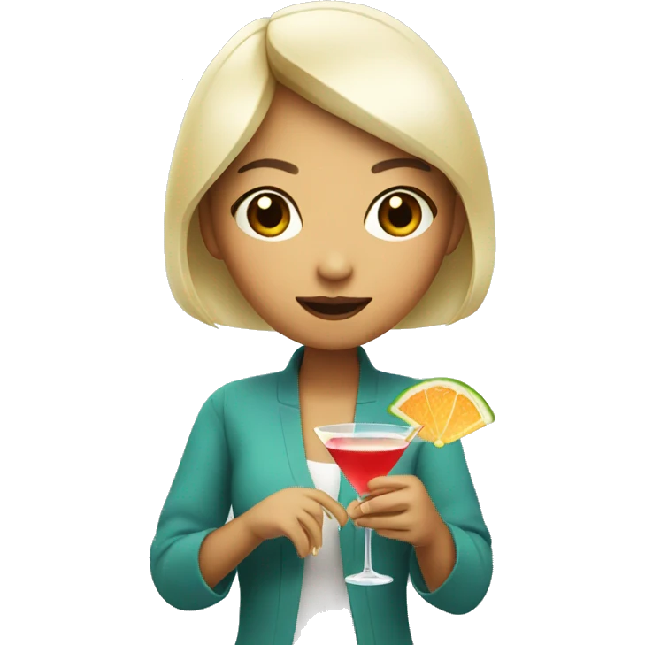 Asian girl drinking martini emoji