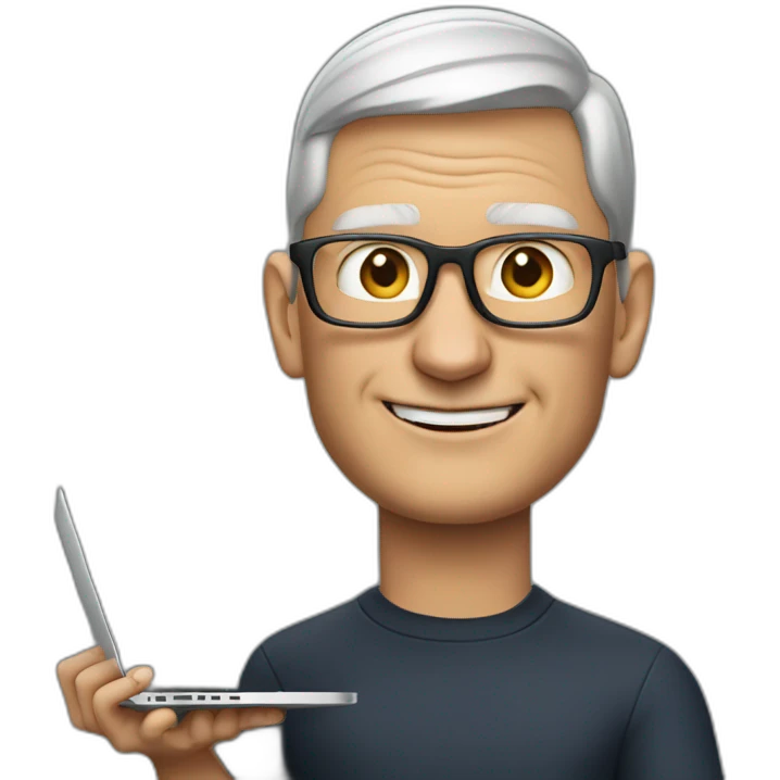 tim cook with macbook pro emoji