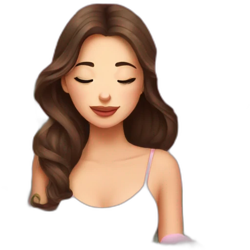 brunette beautiful girl smells  peonies emoji