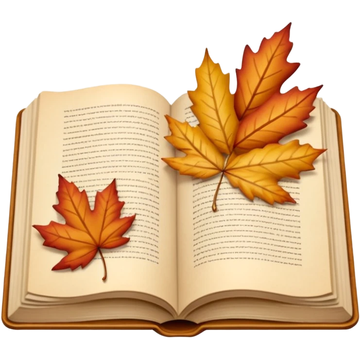 beige autumn open book with leaves on it emoji