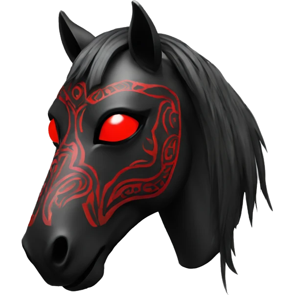 Horse mask black with red eyes and tribal style emoji
