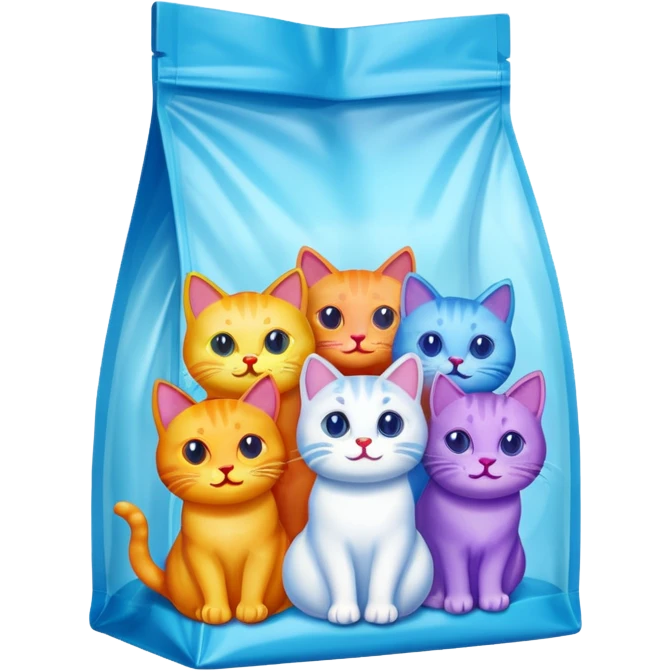 Temptations, plastic bag, cat treats emoji