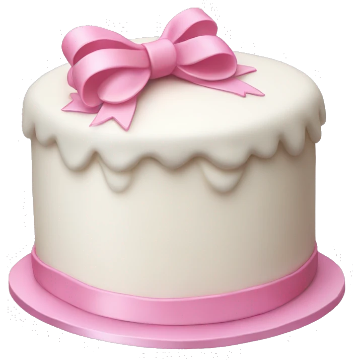 A white cake with a pink bow  emoji