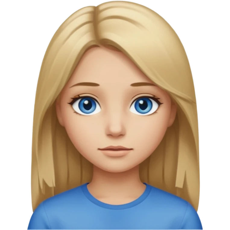 Dirty blonde hair girl with straight middle part emoji