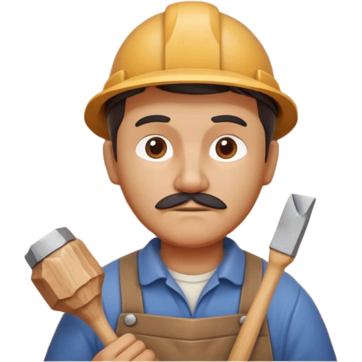 wood carving carpenter portrait, head and shoulders only, carving wooden figure with chisel, wood shavings visible, focused craftsman expression, artisan workshop vibe, 3D cartoon style, mobile game icon style, clean background, no text, no watermark
 emoji
