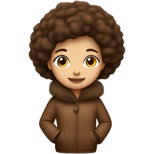 Brunette with a puff brown winter coat  emoji