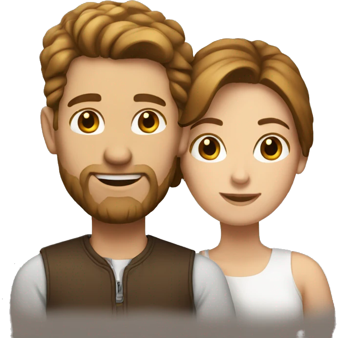 A white couple, Brown hair emoji