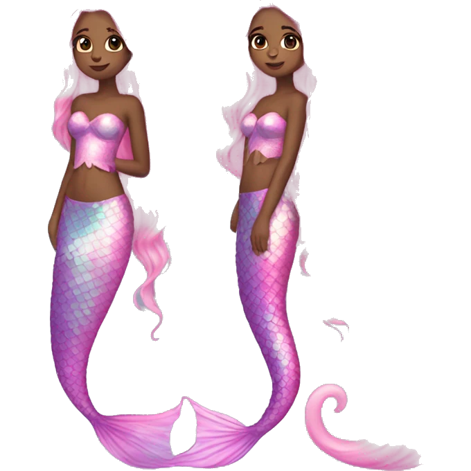Iridescent mermaid long hair pink full body emoji