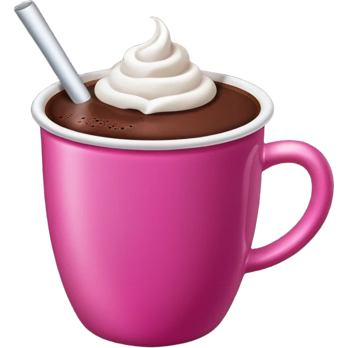 a regular hot pink cup with hot chocolate in it, no designs emoji