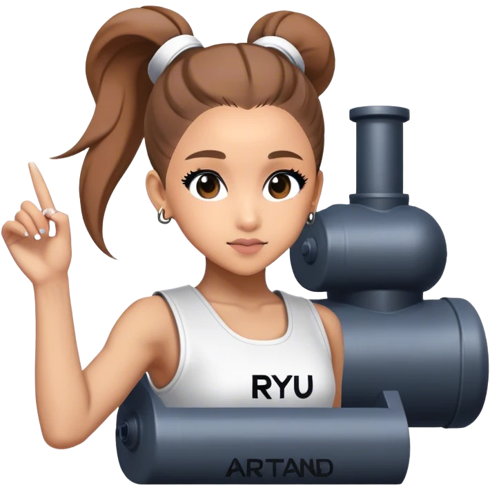 Ariana grande with "ryu" written on toptank emoji