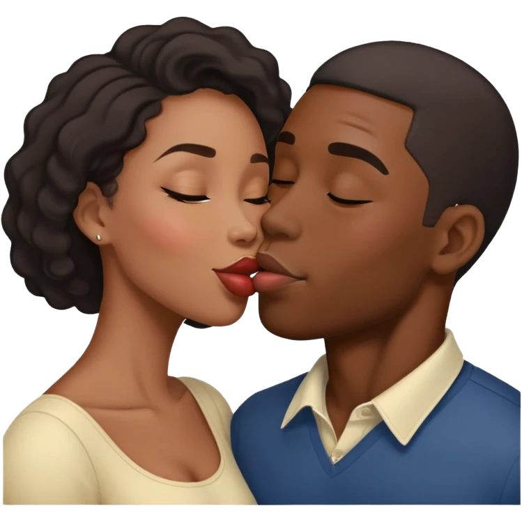 Black man woman kissing  emoji