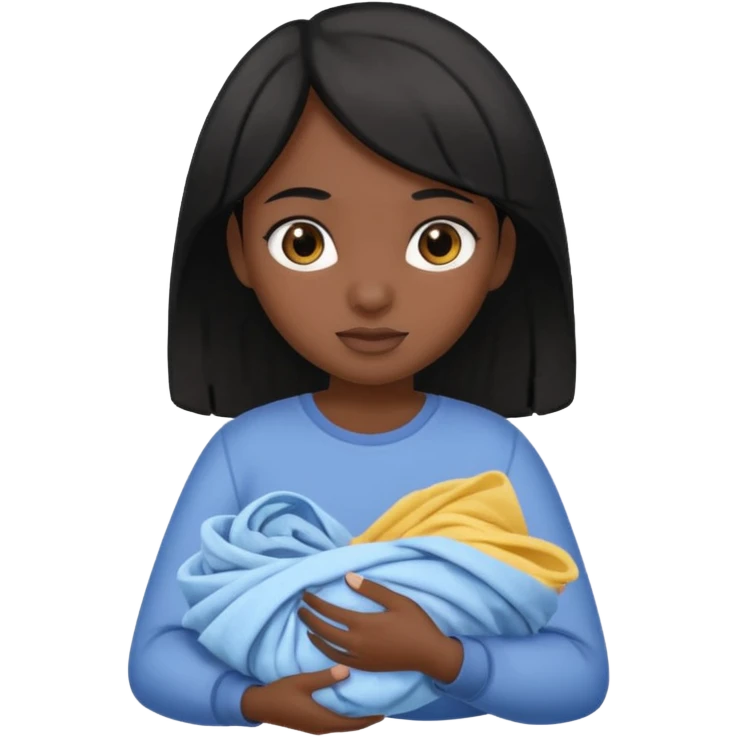 Black Hair Girl with laundry emoji