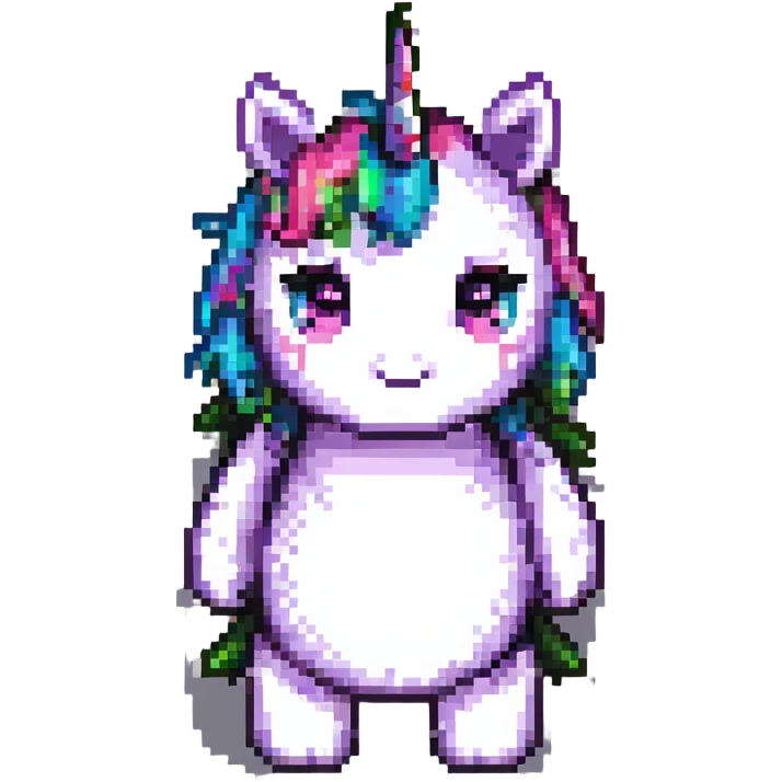 colorful cute unicorn pixel art emoji