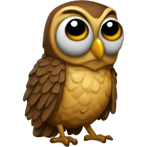 buho con un lapicero y su cuaderno de apun emoji