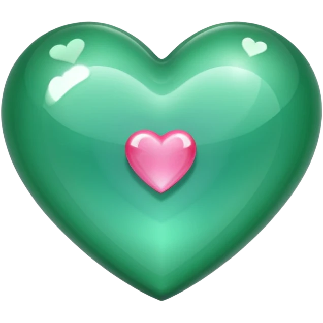 emerald heart with one mini pink heart inside of it  emoji