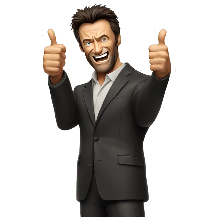 Hugh jackman Wolverine with thumbs up emoji