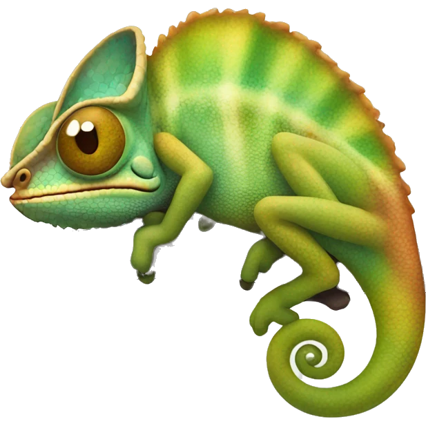 sleepy chameleon with one eye open emoji