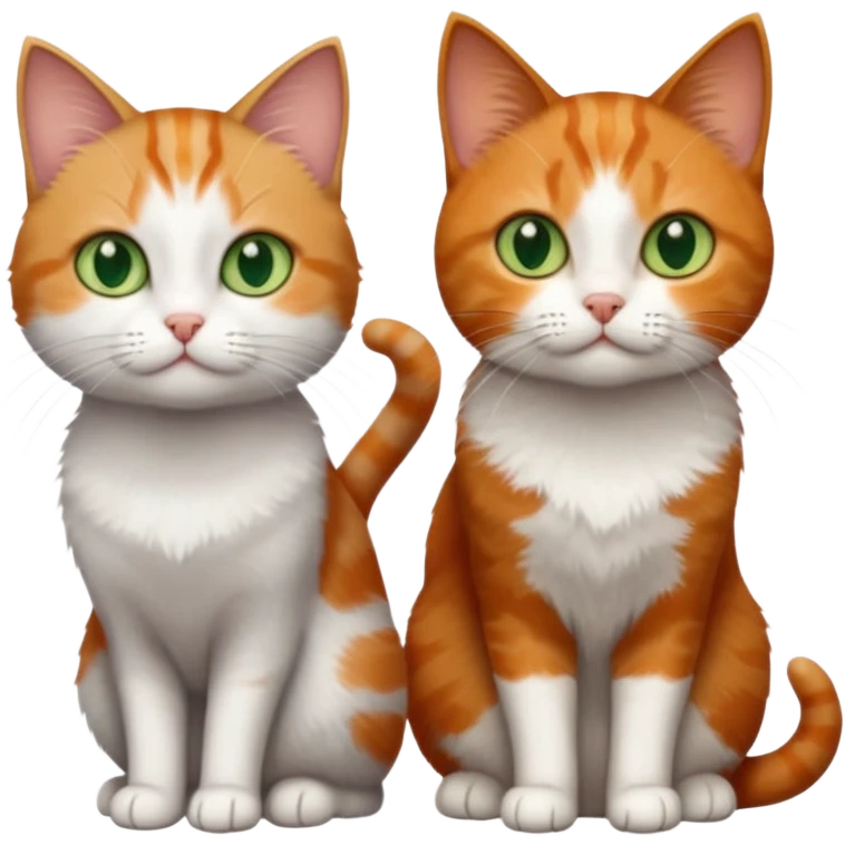 3 tiny different coloured short haired cats including a dark grey and white cat with green eyes,and  a ginger and white with orange eyes and a brown tabby and white with hazel eyes emoji