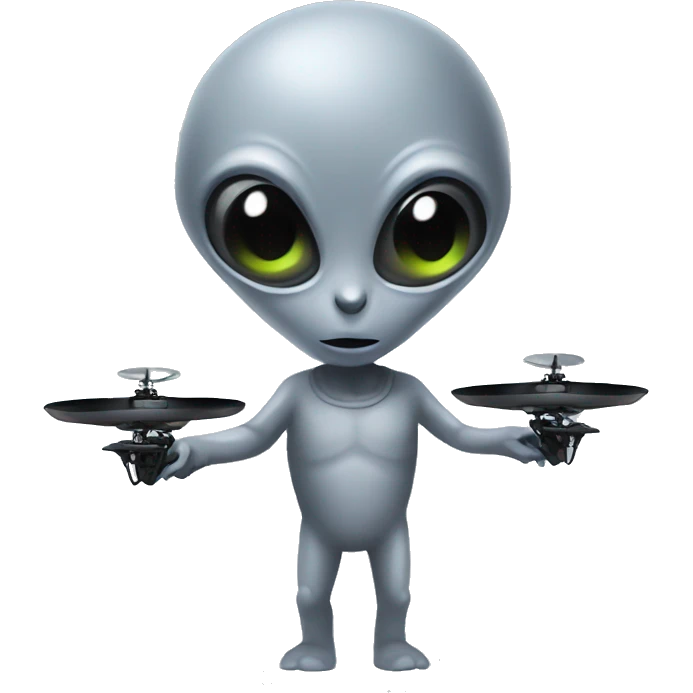 Grey alien holding a drone emoji