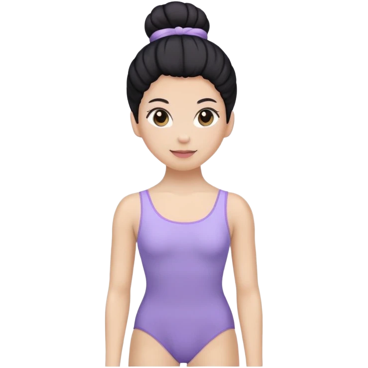 woman IOS emoji, Black bun and lavender leotard emoji