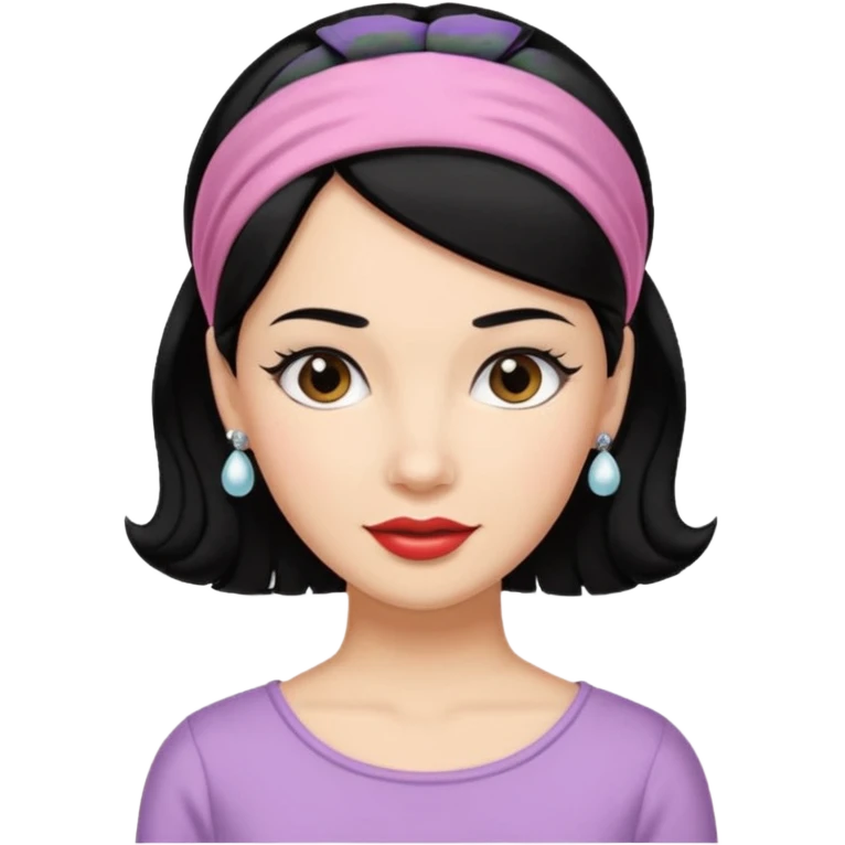 1950s black hair woman with hairnband emoji