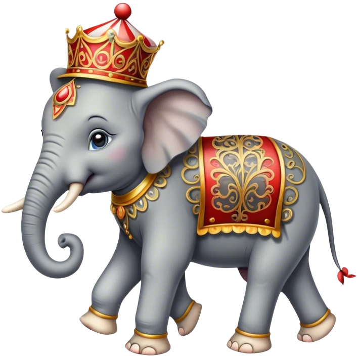 Vintage circus elephant wearing filigree emoji