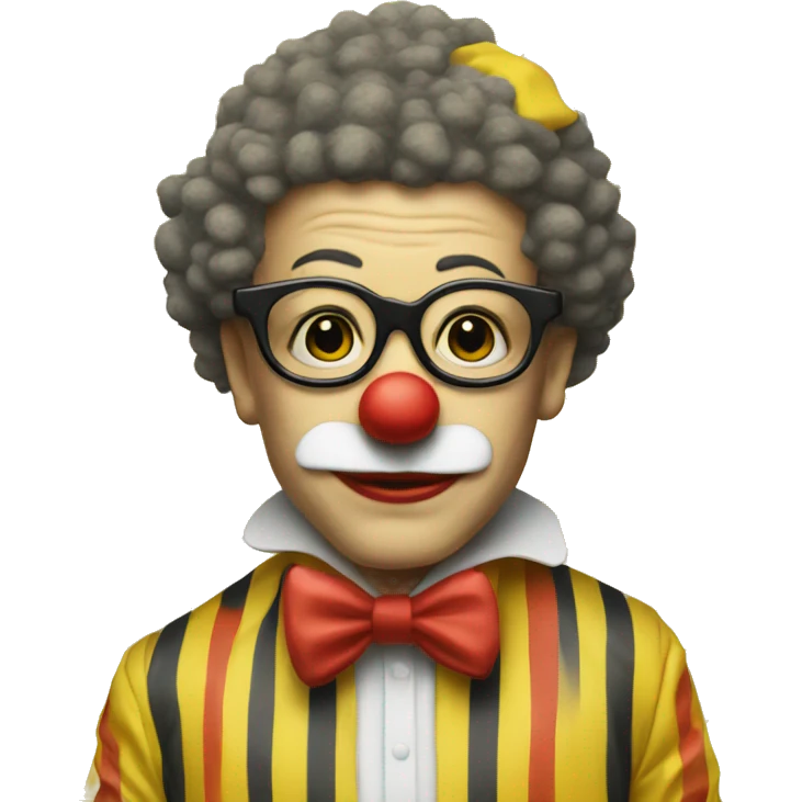 a clown with glasses yellow and stripe yellow emoji