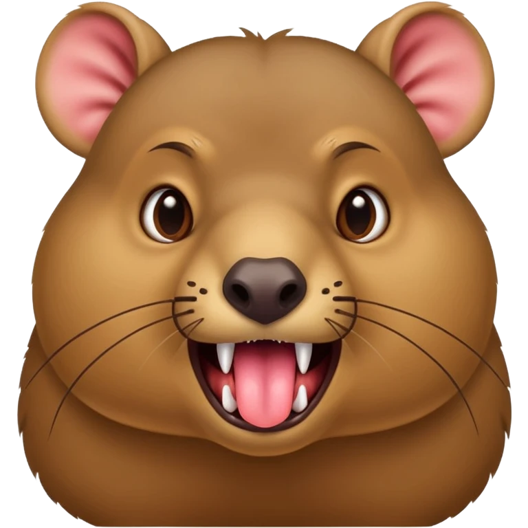 Hyrax sticking tongue out with its fangs making fun of capybara emoji