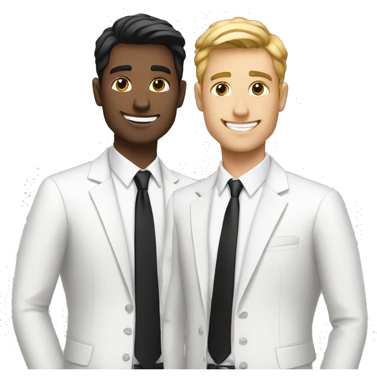 TWO GUYS IN BUSINESS SUITS, WHITE AND BLACK, BEST FRIENDS VIBE emoji