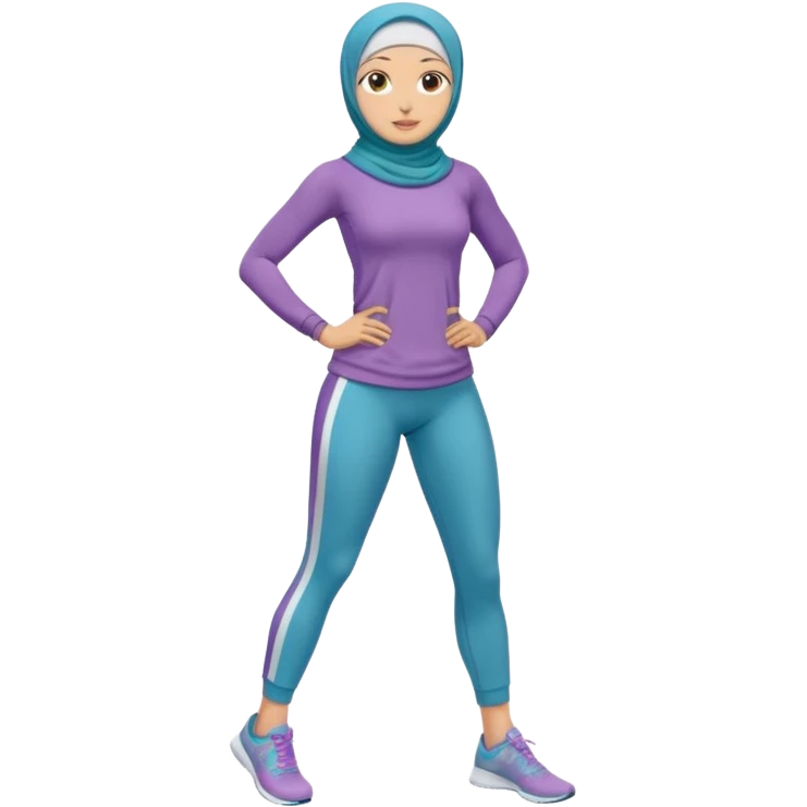 High resolution full body of a girl wearing a hijab and is a fitness trainer emoji
