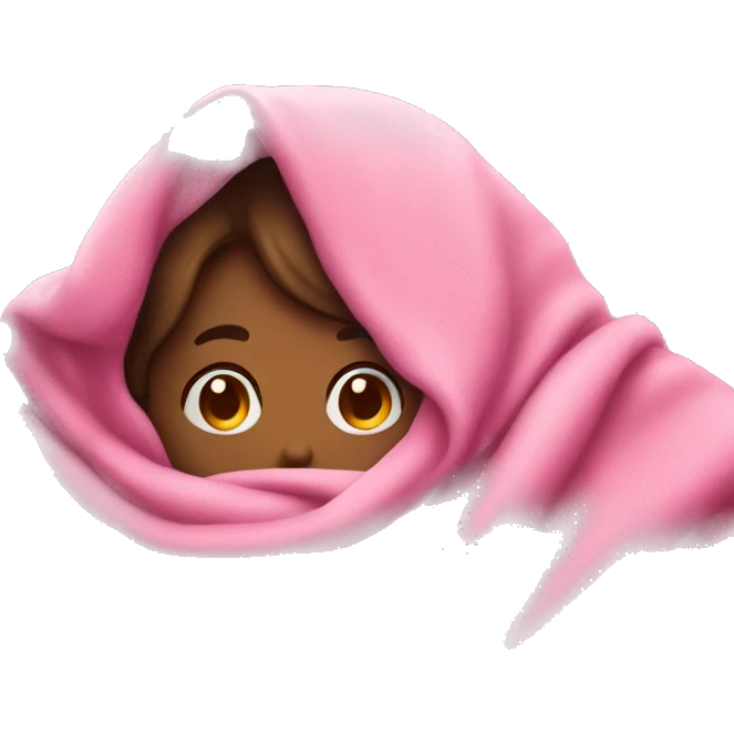Someone cuddling under a pink blanket  emoji