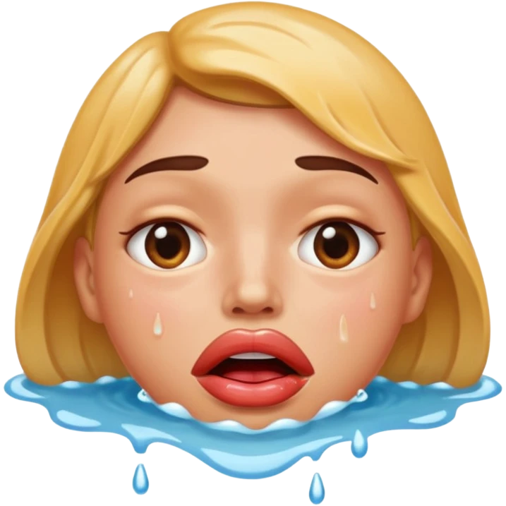 Anguished face while mouth watering emoji