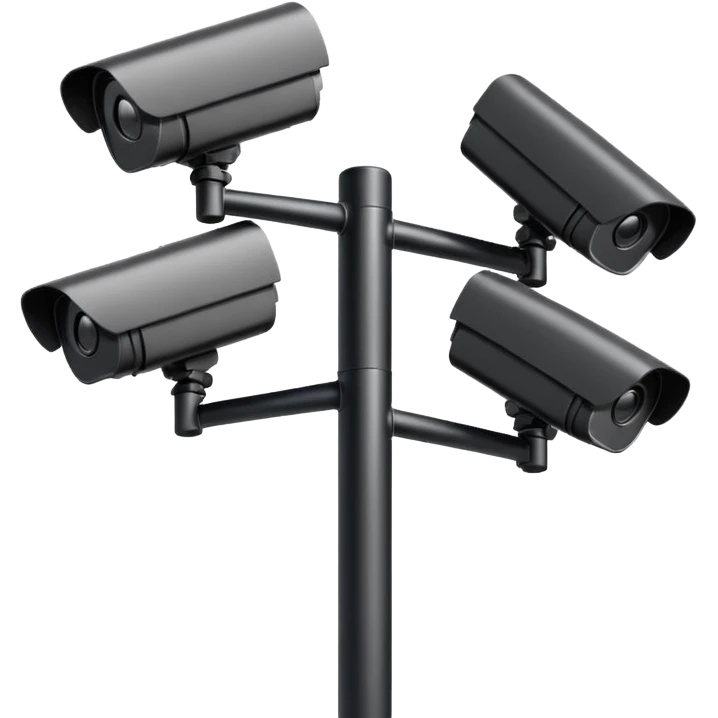 Multiple CCTV cameras on a pole in black  emoji