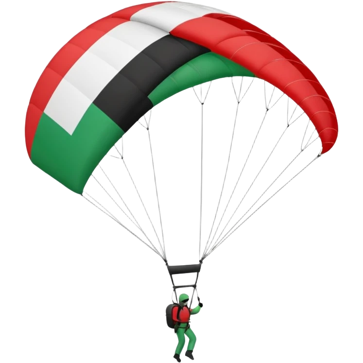 a palestinian flag with a paraglider, respect scrupulously the correct shapes and colours of the flag emoji