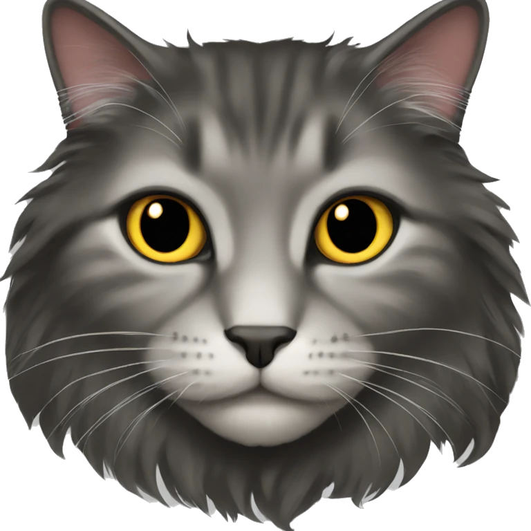 Black domestic longhair cat emoji