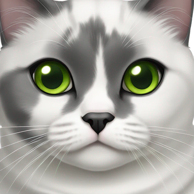 black and white scottish fold cat with green eyes  emoji