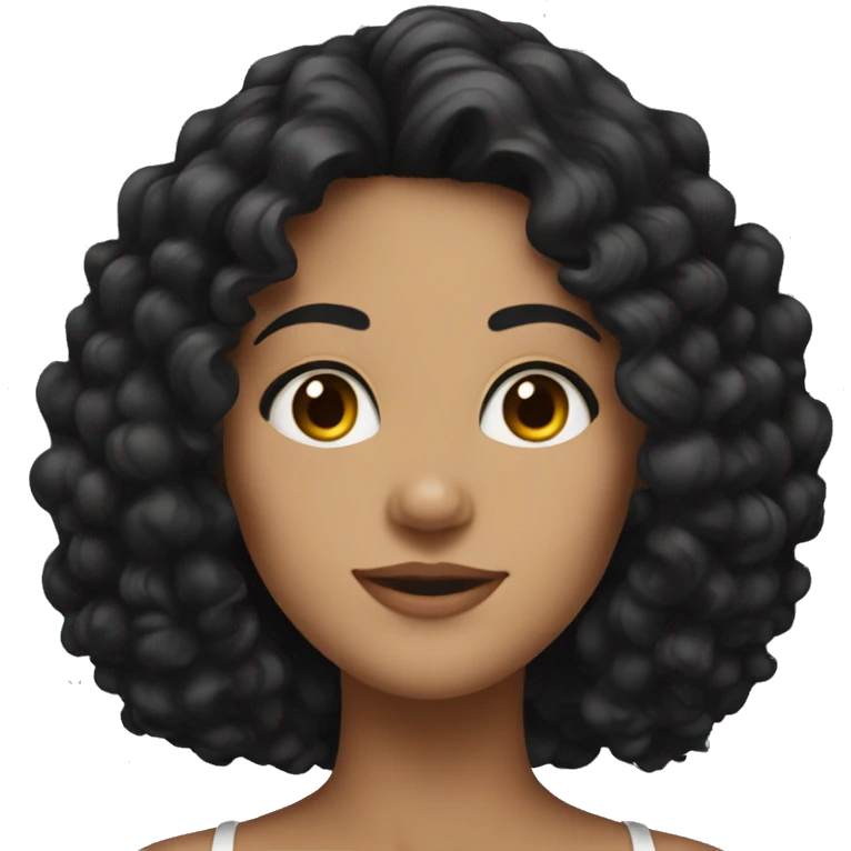 Head, Tan skin woman, thick curly black hair , dark eyes emoji