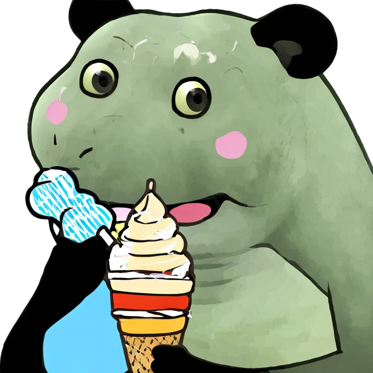 Panda eating ice cream emoji