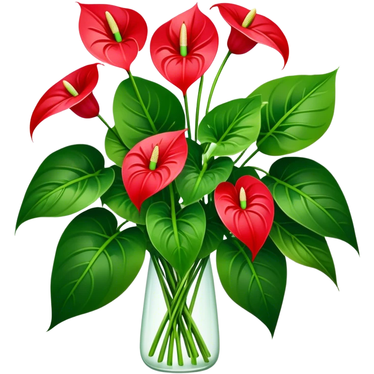 big bouquet Anthurium, luxuriant, stem, leaf emoji