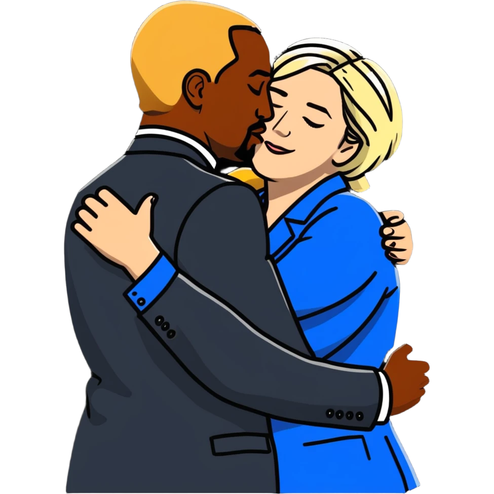 Marine le Pen hugging a black man emoji