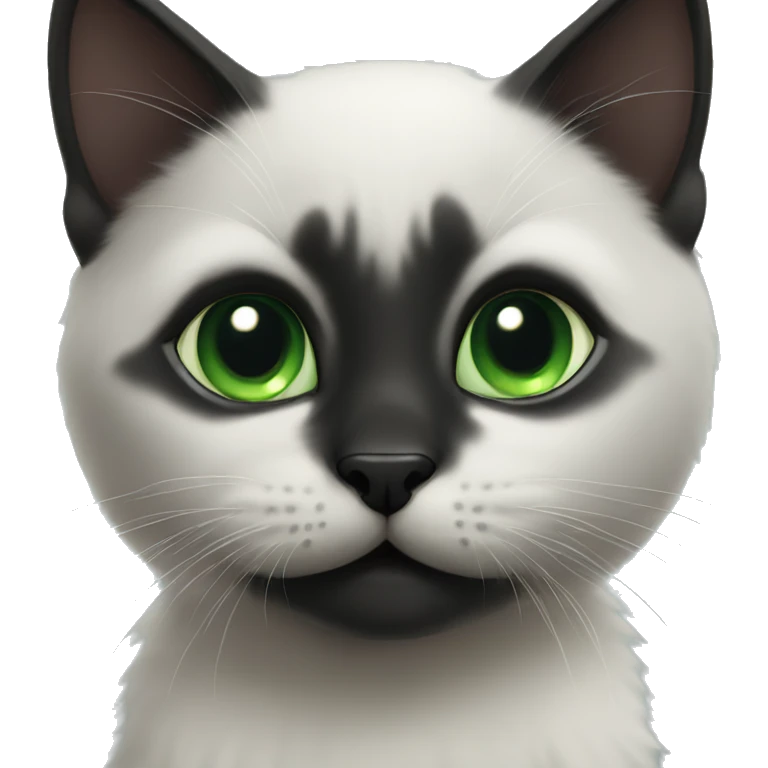 Black cute kitten with green eyes emoji