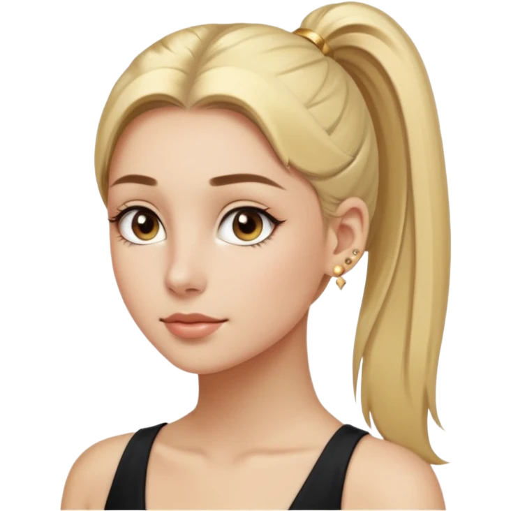 Clean Girl with a sleek ponytail, small gold studs, clear skin, understated elegance emoji