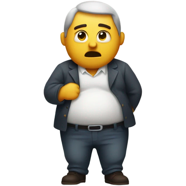 Man holding his belly with a sick face  emoji
